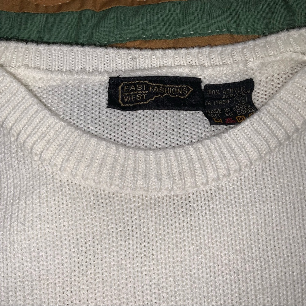 vintage 90s east west fashions White floral‎ sweater large - Picture 4 of 6